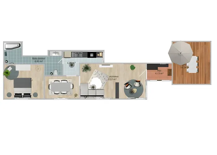 Ferienhaeuschen Gartenblick